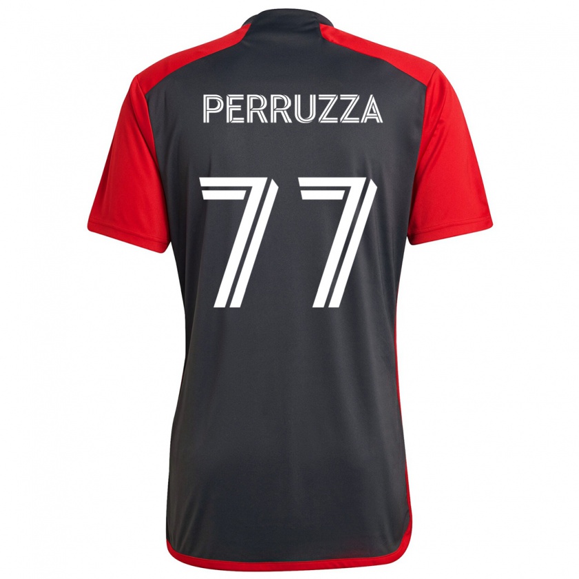 Kandiny Herren Jordan Perruzza #77 Grau Rot Heimtrikot Trikot 2024/25 T-Shirt