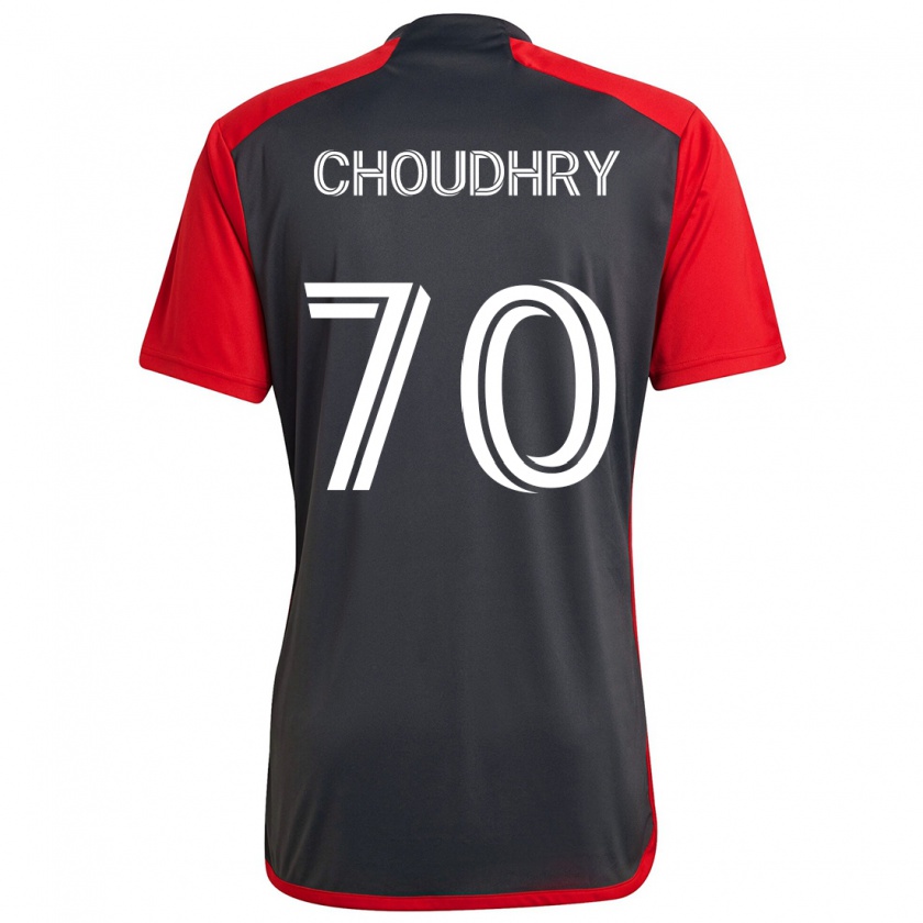 Kandiny Herren Benjamin Choudhry #70 Grau Rot Heimtrikot Trikot 2024/25 T-Shirt