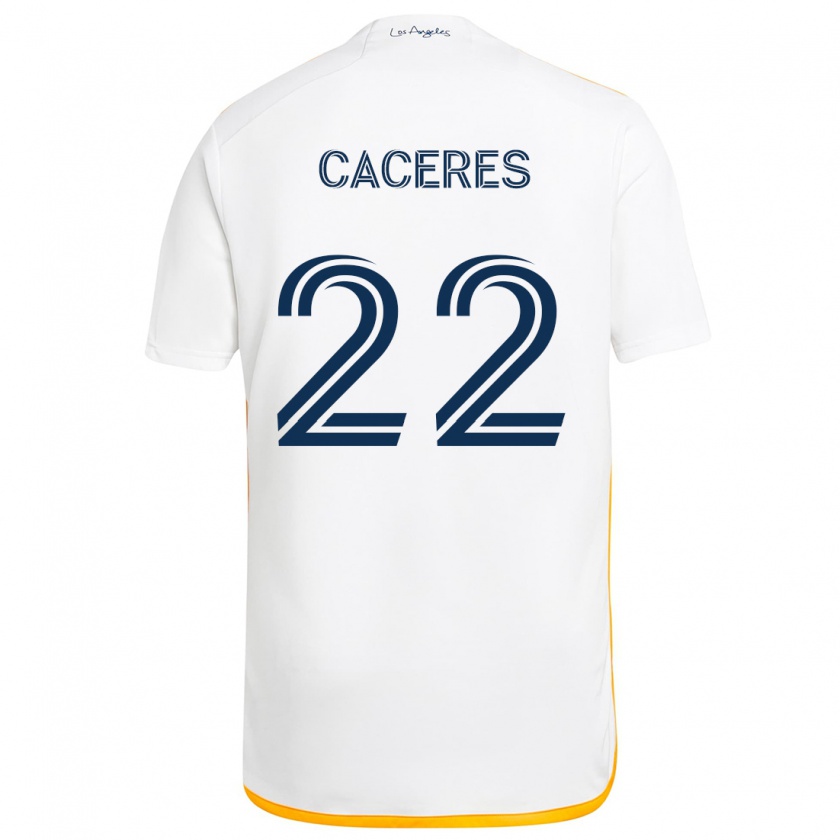 Kandiny Herren Martín Cáceres #22 Weiß Gelb Heimtrikot Trikot 2024/25 T-Shirt