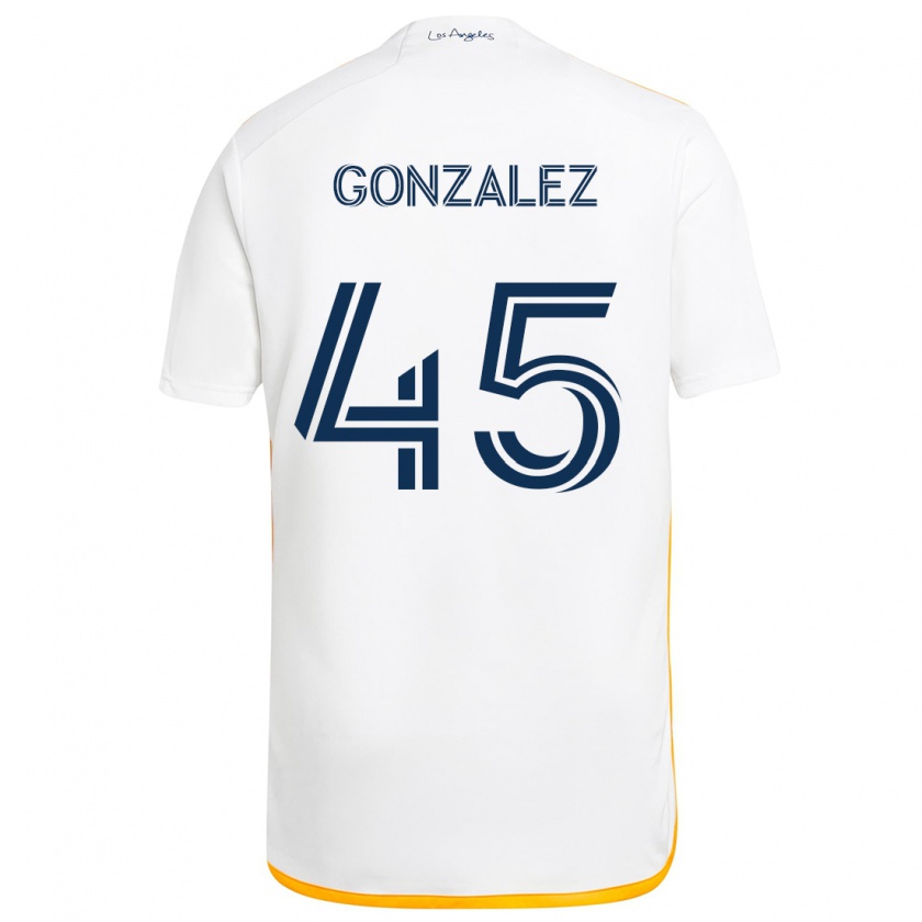 Kandiny Herren Adrián González #45 Weiß Gelb Heimtrikot Trikot 2024/25 T-Shirt