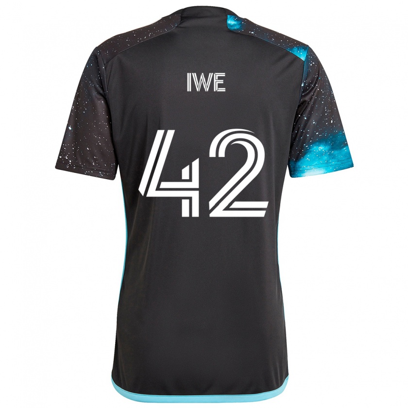 Kandiny Herren Emmanuel Iwe #42 Schwarz Blau Heimtrikot Trikot 2024/25 T-Shirt