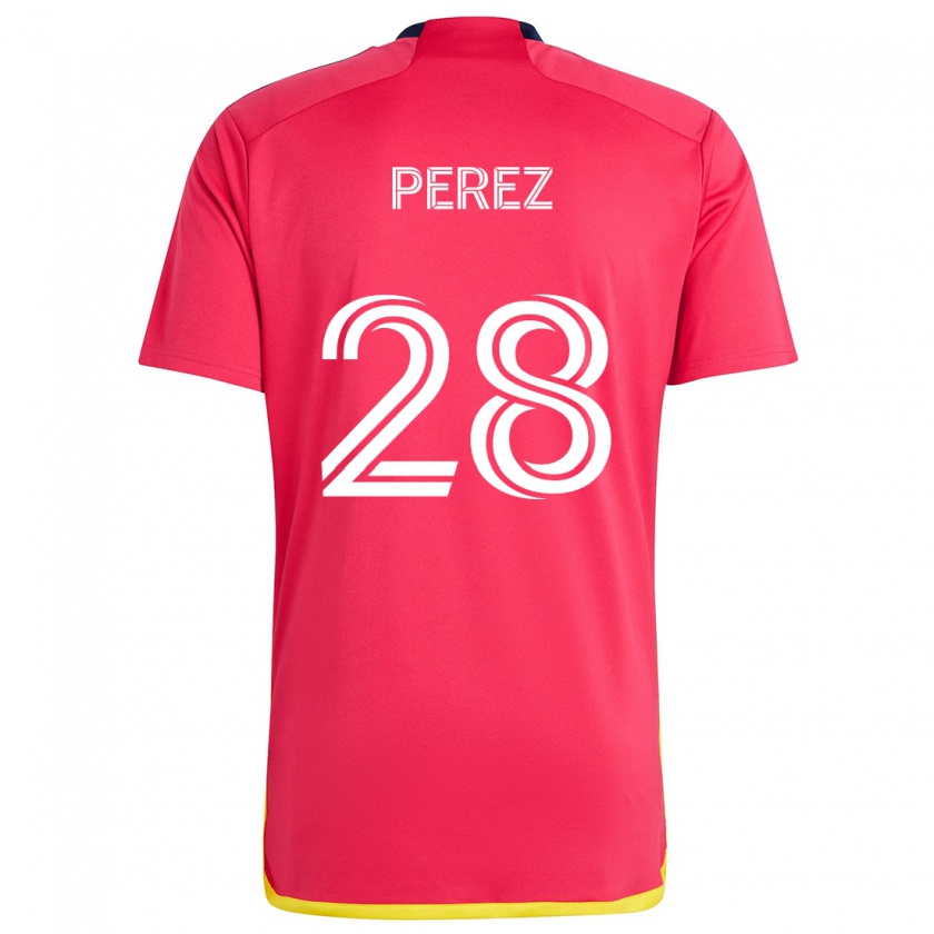 Kandiny Herren Miguel Perez #28 Rot Blau Heimtrikot Trikot 2024/25 T-Shirt