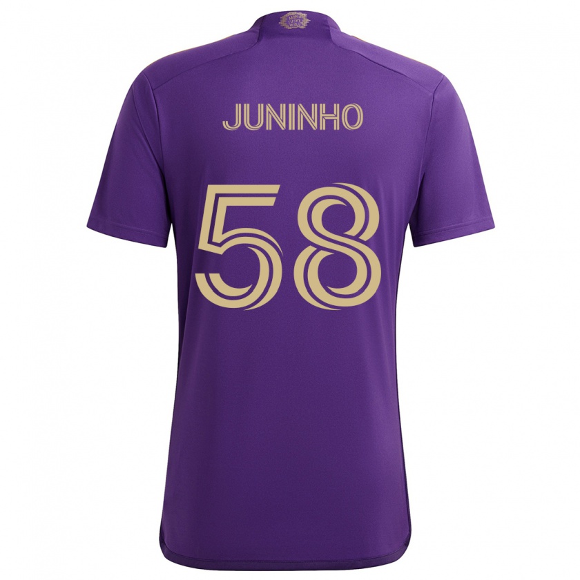 Kandiny Herren Juninho #58 Lila Gelb Heimtrikot Trikot 2024/25 T-Shirt