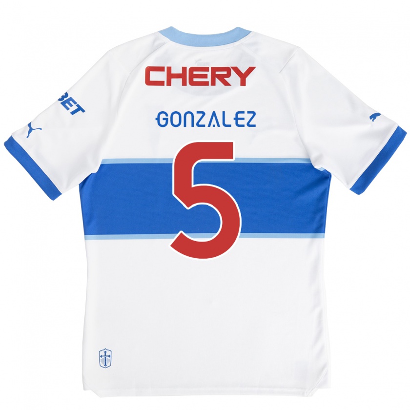 Kandiny Herren Daniel González #5 Weiß Blau Heimtrikot Trikot 2024/25 T-Shirt