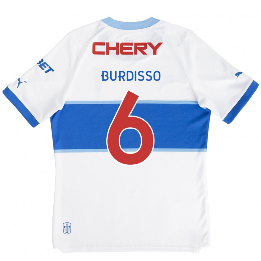 Kandiny Herren Guillermo Burdisso #6 Weiß Blau Heimtrikot Trikot 2024/25 T-Shirt