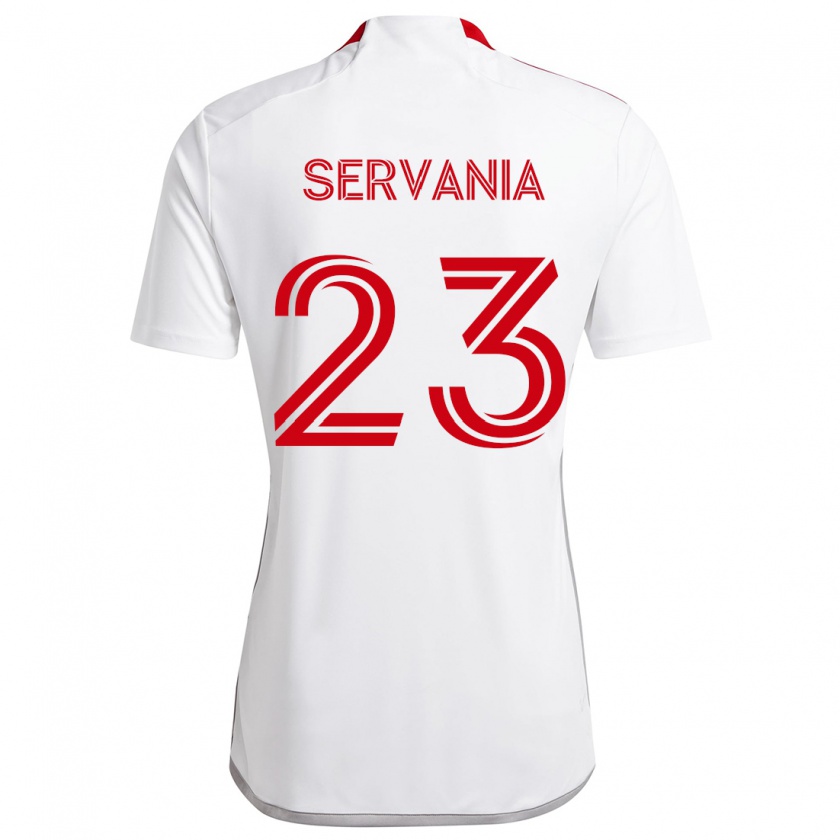 Kandiny Herren Brandon Servania #23 Weiß Rot Auswärtstrikot Trikot 2024/25 T-Shirt