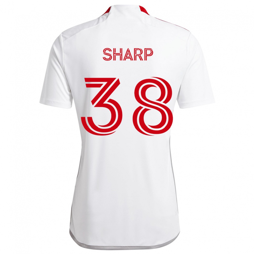 Kandiny Herren Charlie Sharp #38 Weiß Rot Auswärtstrikot Trikot 2024/25 T-Shirt