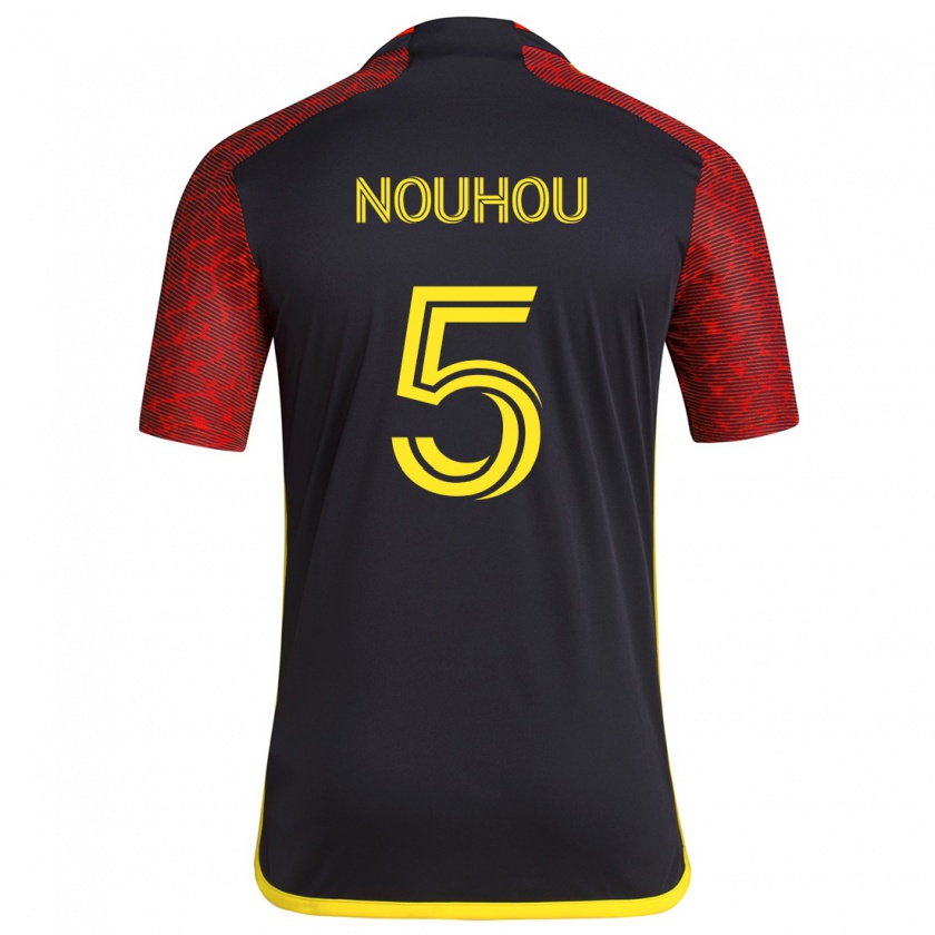 Kandiny Herren Nouhou #5 Rot Schwarz Auswärtstrikot Trikot 2024/25 T-Shirt