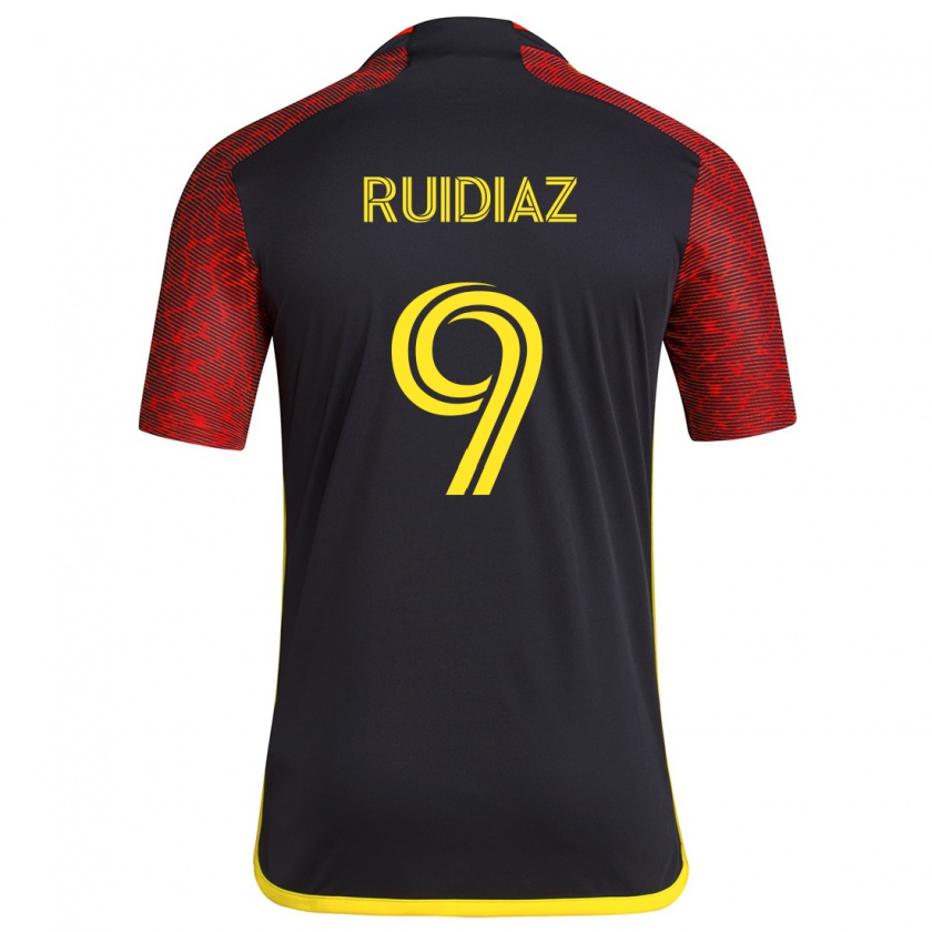 Kandiny Herren Raúl Ruidíaz #9 Rot Schwarz Auswärtstrikot Trikot 2024/25 T-Shirt