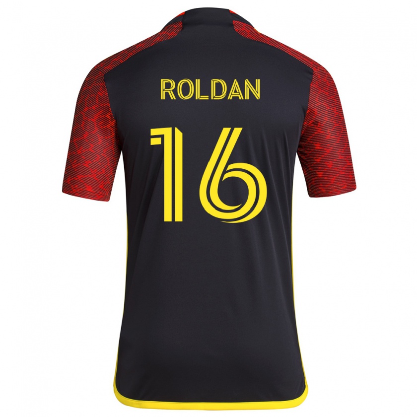 Kandiny Herren Álex Roldán #16 Rot Schwarz Auswärtstrikot Trikot 2024/25 T-Shirt