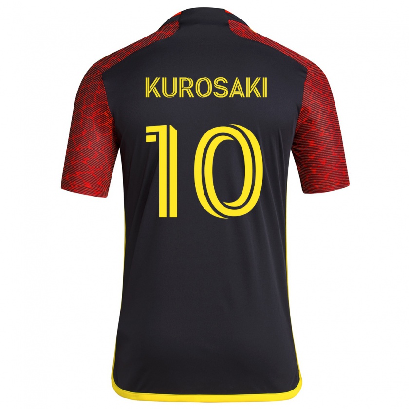 Kandiny Herren Yuuka Kurosaki #10 Rot Schwarz Auswärtstrikot Trikot 2024/25 T-Shirt