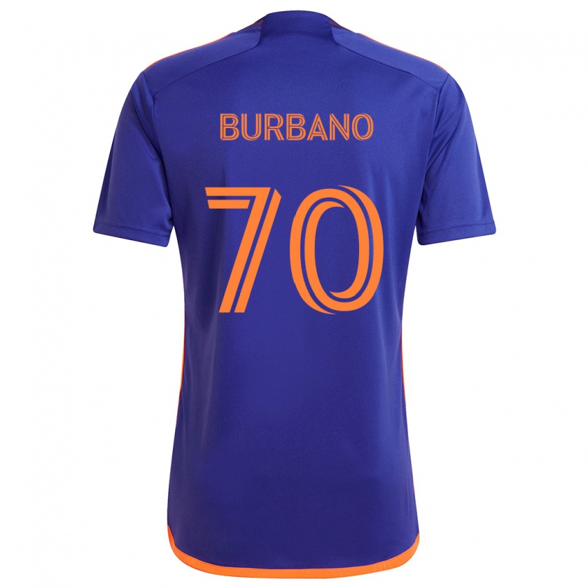 Kandiny Herren Jordy Burbano #70 Lila Orange Auswärtstrikot Trikot 2024/25 T-Shirt