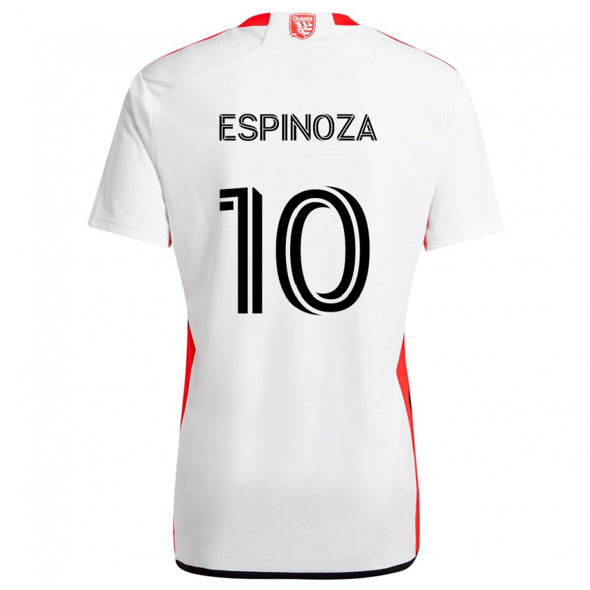 Kandiny Herren Cristian Espinoza #10 Weiß Rot Auswärtstrikot Trikot 2024/25 T-Shirt