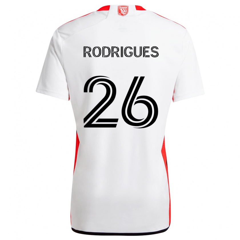 Kandiny Herren Rodrigues #26 Weiß Rot Auswärtstrikot Trikot 2024/25 T-Shirt