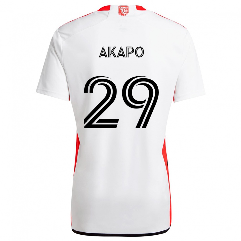 Kandiny Herren Carlos Akapo #29 Weiß Rot Auswärtstrikot Trikot 2024/25 T-Shirt