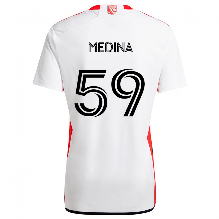 Kandiny Herren Cruz Medina #59 Weiß Rot Auswärtstrikot Trikot 2024/25 T-Shirt