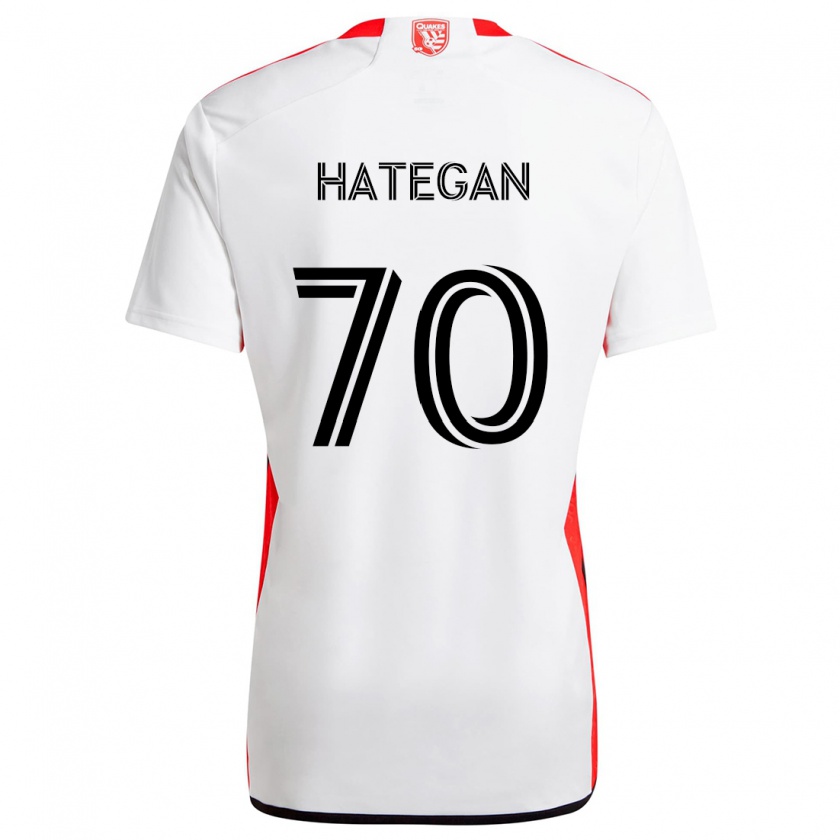 Kandiny Herren Roberto Hategan #70 Weiß Rot Auswärtstrikot Trikot 2024/25 T-Shirt