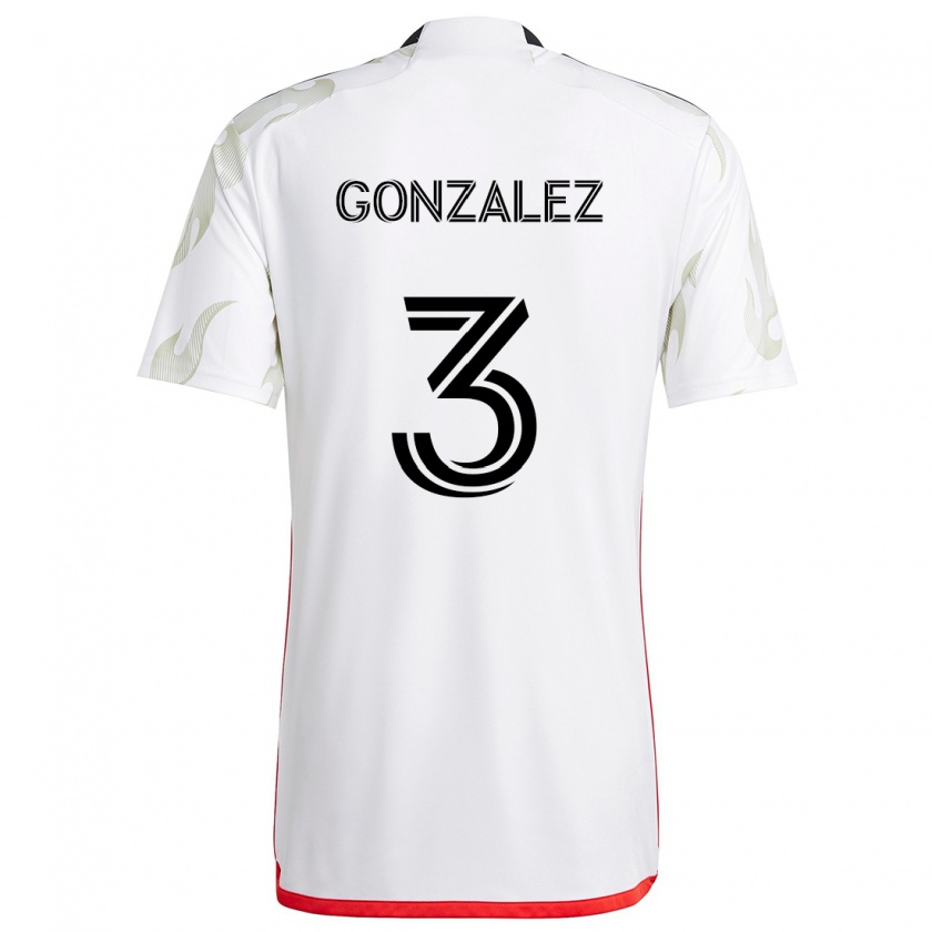 Kandiny Herren Omar González #3 Weiß Rot Schwarz Auswärtstrikot Trikot 2024/25 T-Shirt