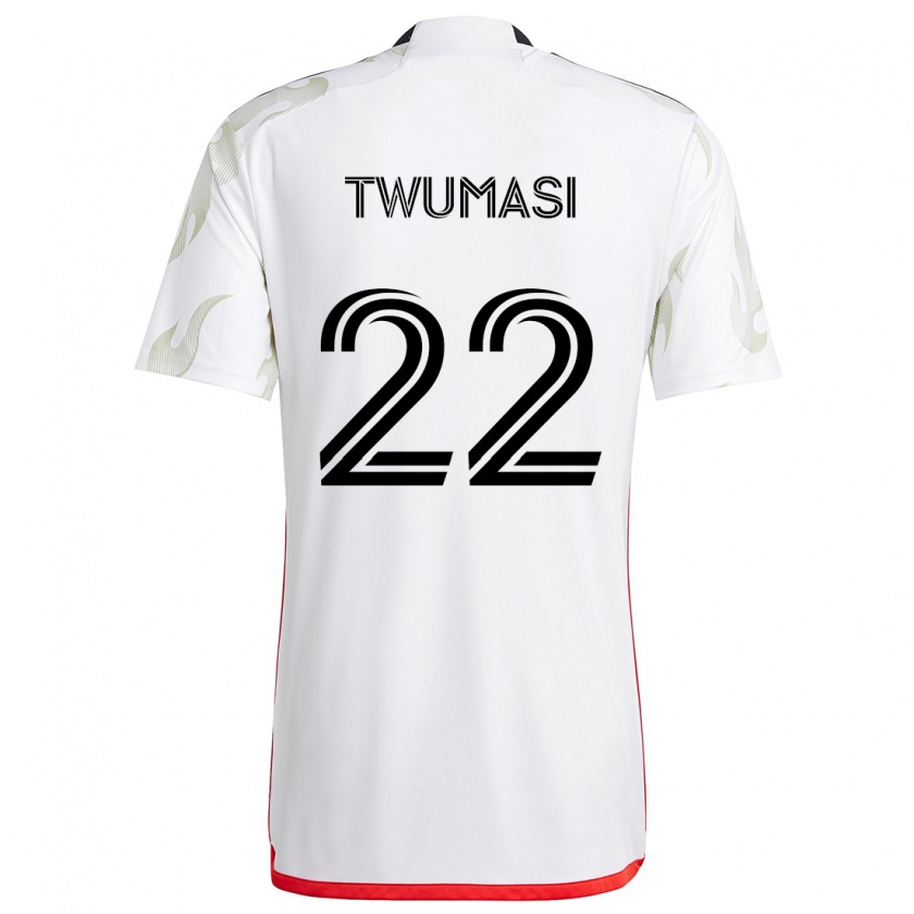 Kandiny Herren Ema Twumasi #22 Weiß Rot Schwarz Auswärtstrikot Trikot 2024/25 T-Shirt