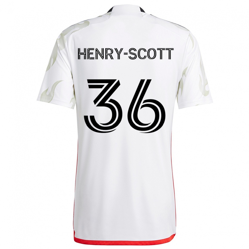 Kandiny Herren Malik Henry-Scott #36 Weiß Rot Schwarz Auswärtstrikot Trikot 2024/25 T-Shirt