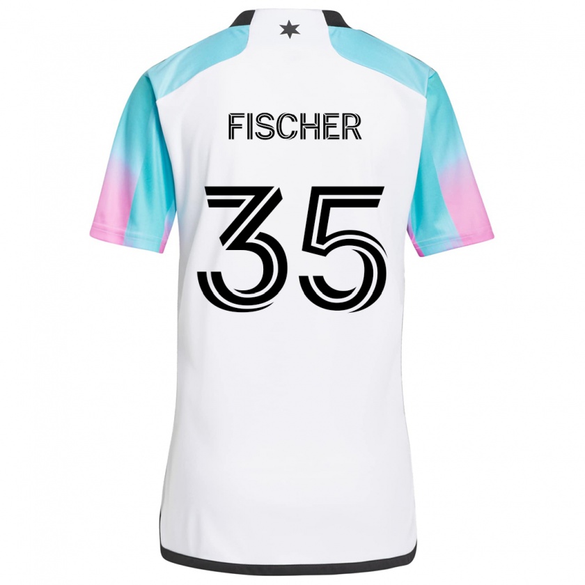 Kandiny Herren Britton Fischer #35 Weiß Blau Schwarz Auswärtstrikot Trikot 2024/25 T-Shirt