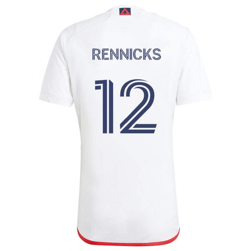 Kandiny Herren Justin Rennicks #12 Weiß Rot Auswärtstrikot Trikot 2024/25 T-Shirt