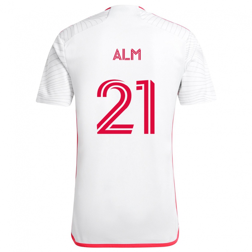 Kandiny Herren Rasmus Alm #21 Weiß Rot Auswärtstrikot Trikot 2024/25 T-Shirt