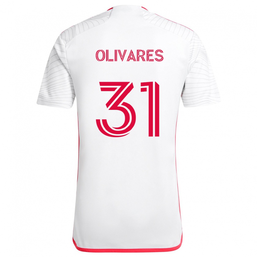 Kandiny Herren Christian Olivares #31 Weiß Rot Auswärtstrikot Trikot 2024/25 T-Shirt