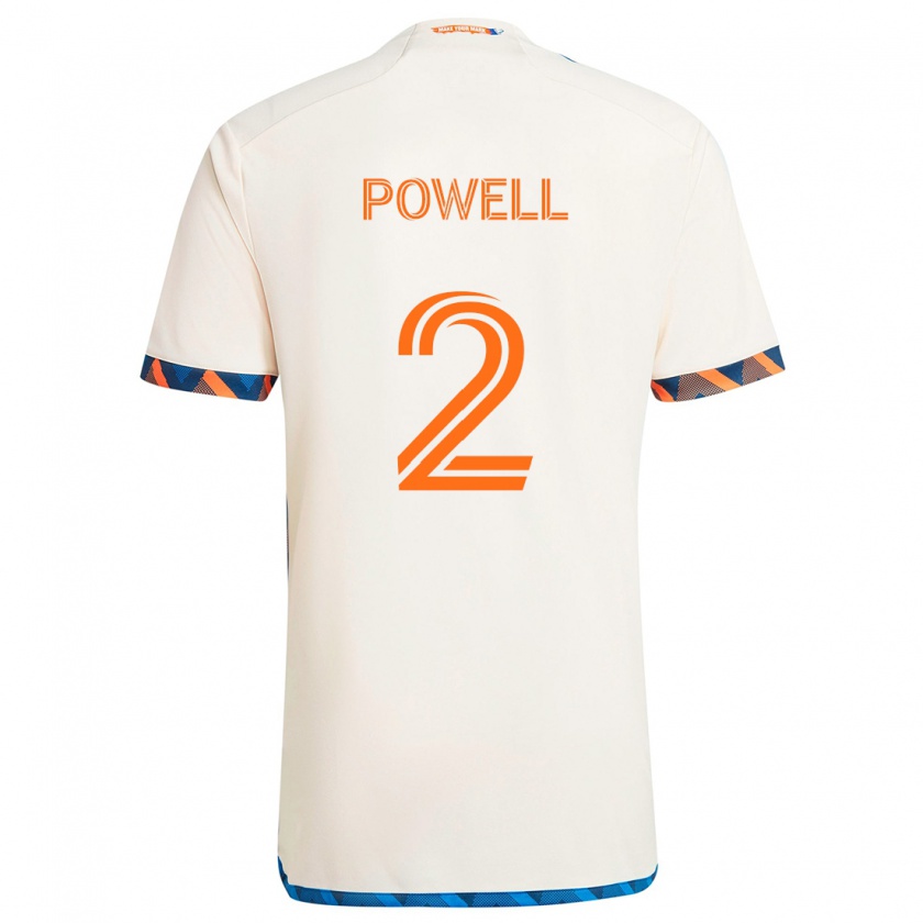 Kandiny Herren Alvas Powell #2 Weiß Orange Auswärtstrikot Trikot 2024/25 T-Shirt