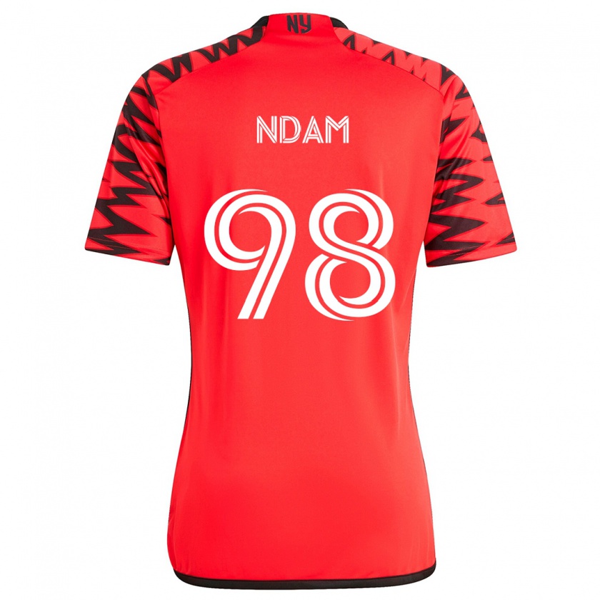 Kandiny Herren Hassan Ndam #98 Rot Schwarz Weiß Auswärtstrikot Trikot 2024/25 T-Shirt