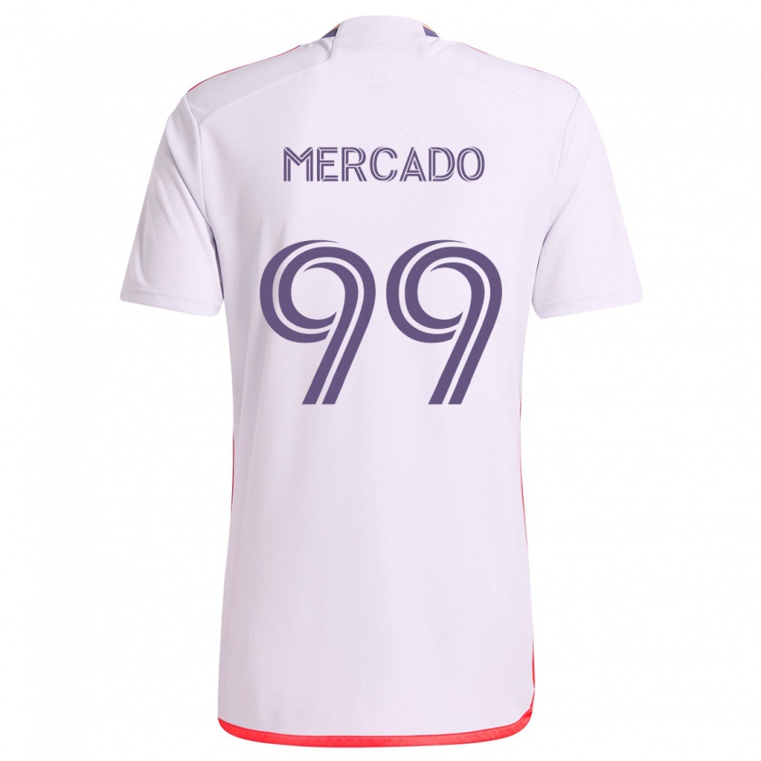 Kandiny Herren Carlos Mercado #99 Weiß Rot Lila Auswärtstrikot Trikot 2024/25 T-Shirt