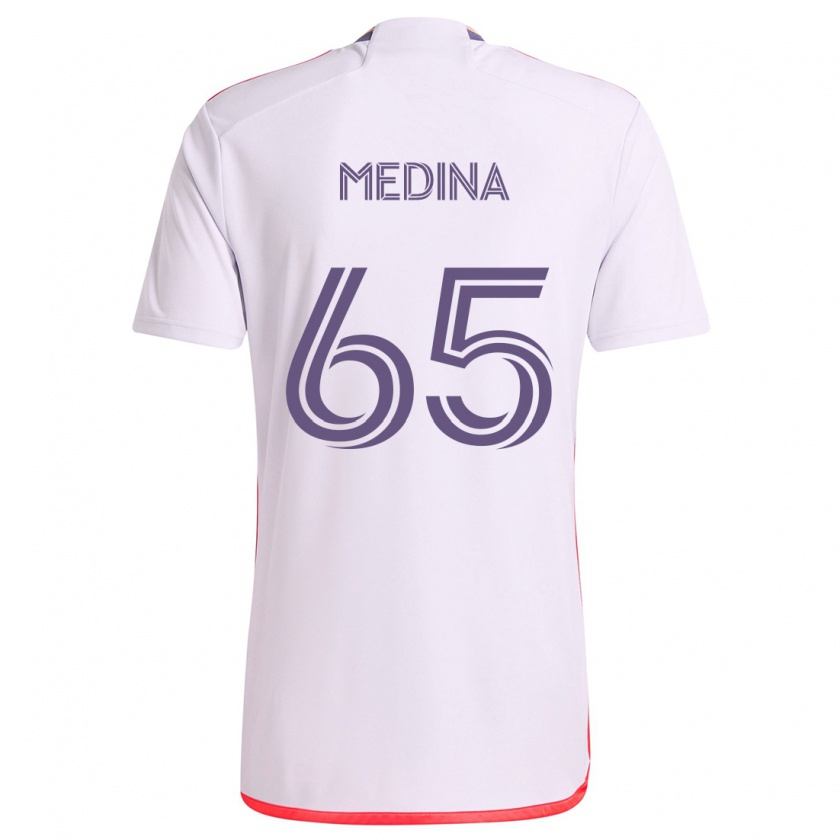 Kandiny Herren Cristian Medina #65 Weiß Rot Lila Auswärtstrikot Trikot 2024/25 T-Shirt