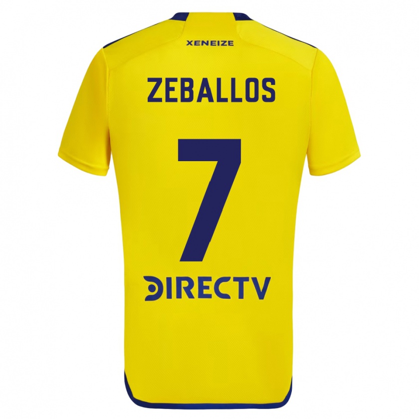 Kandiny Herren Exequiel Zeballos #7 Gelb Blau Auswärtstrikot Trikot 2024/25 T-Shirt