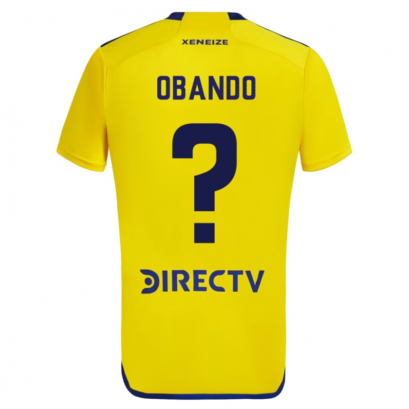 Kandiny Herren Agustín Obando #0 Gelb Blau Auswärtstrikot Trikot 2024/25 T-Shirt