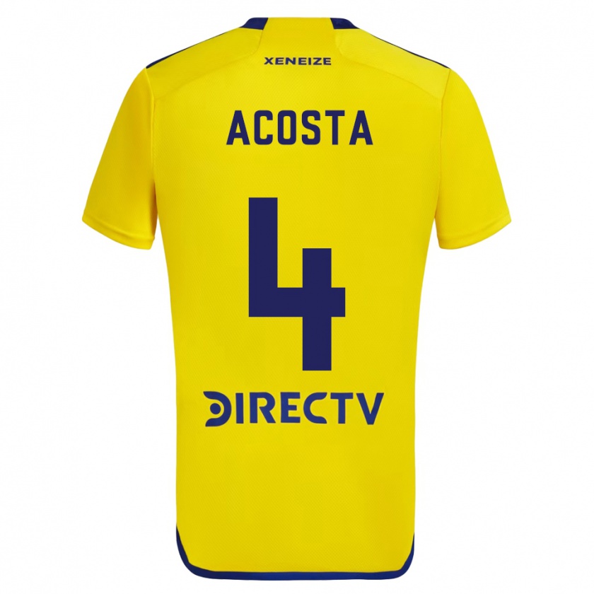 Kandiny Herren Natan Acosta #4 Gelb Blau Auswärtstrikot Trikot 2024/25 T-Shirt