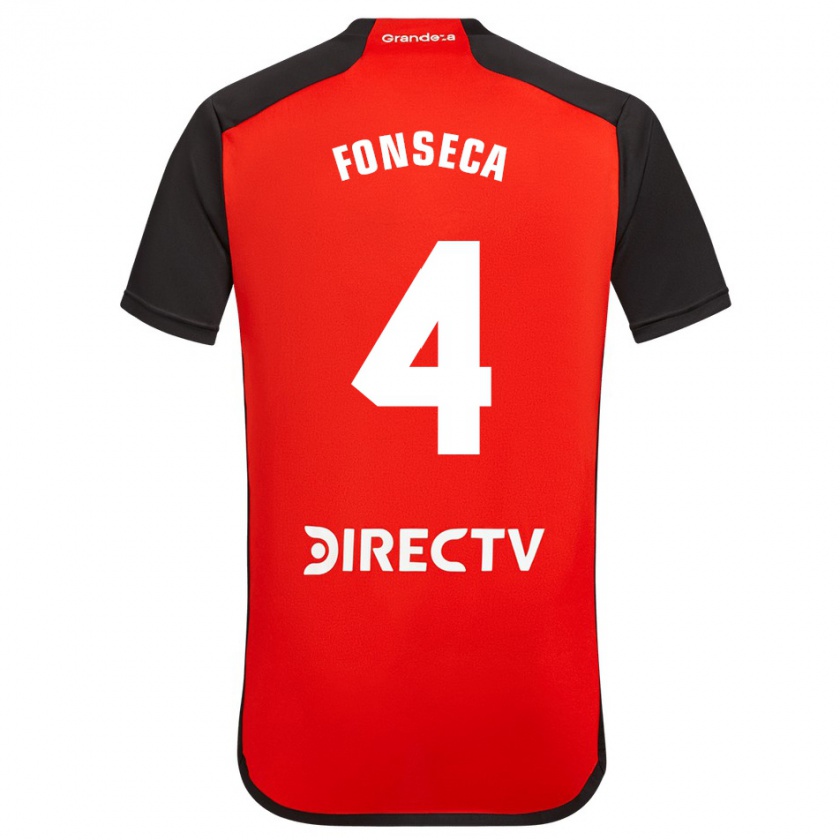 Kandiny Herren Nicolás Fonseca #4 Rot Schwarz Weiß Auswärtstrikot Trikot 2024/25 T-Shirt