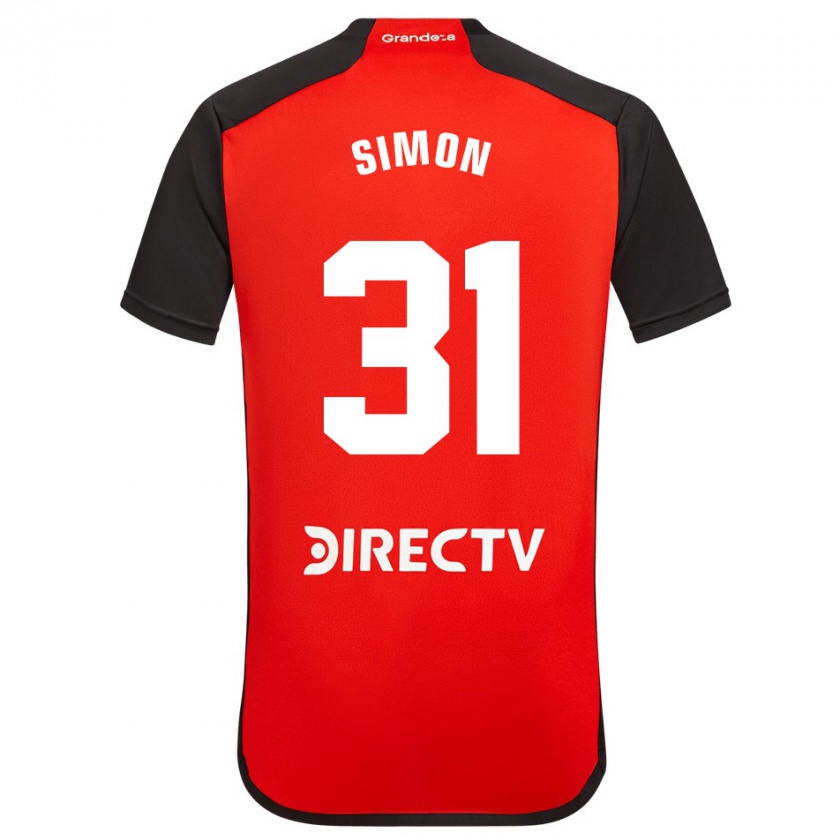 Kandiny Herren Santiago Simón #31 Rot Schwarz Weiß Auswärtstrikot Trikot 2024/25 T-Shirt