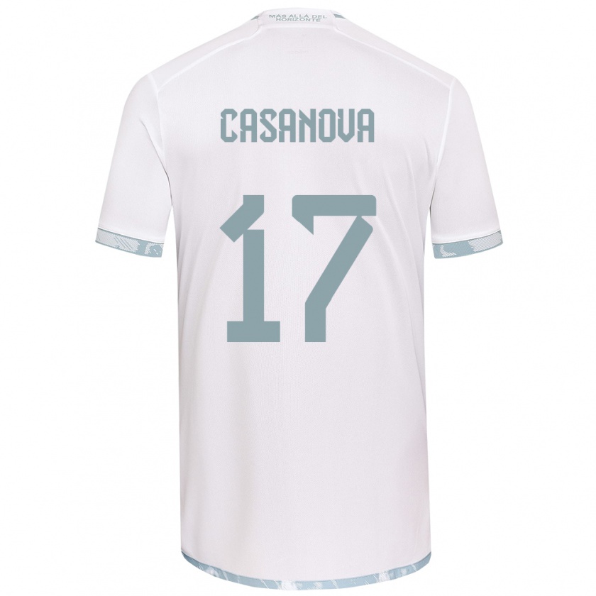 Kandiny Herren Luis Casanova #17 Weiß Grau Auswärtstrikot Trikot 2024/25 T-Shirt