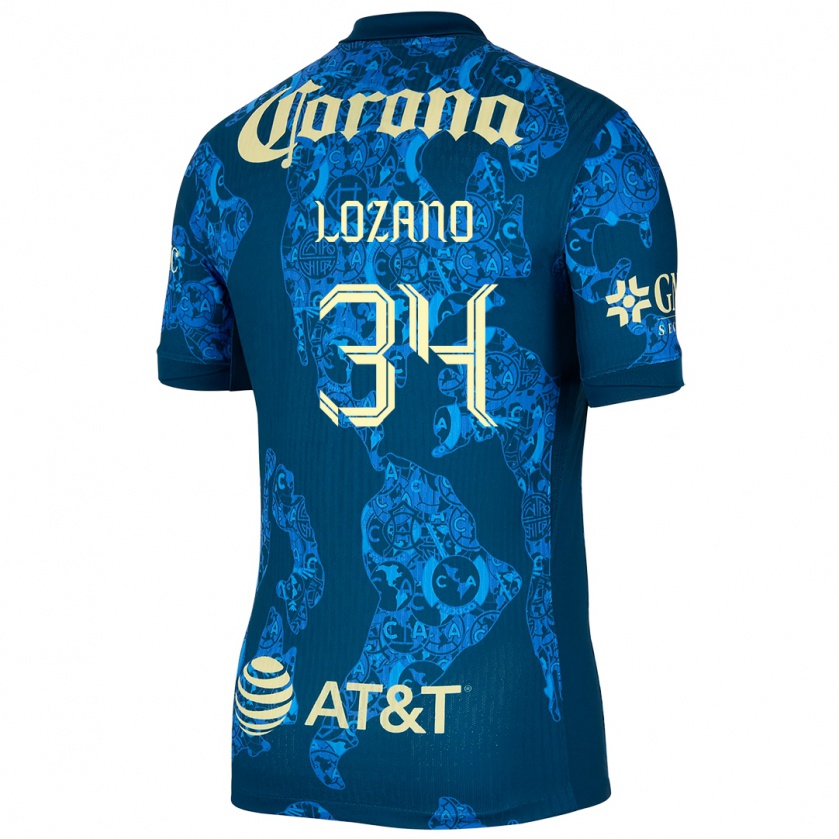 Kandiny Herren Esteban Lozano #34 Blau Gelb Auswärtstrikot Trikot 2024/25 T-Shirt