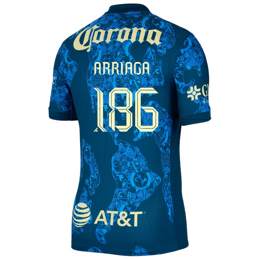 Kandiny Herren Diego Arriaga #186 Blau Gelb Auswärtstrikot Trikot 2024/25 T-Shirt