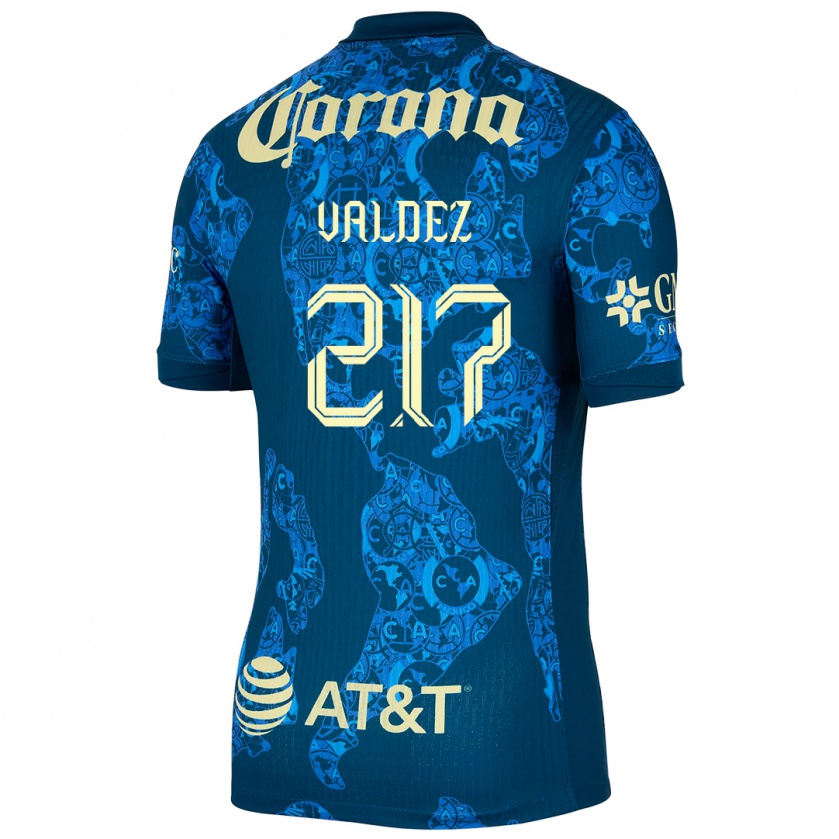 Kandiny Herren Víctor Valdez #217 Blau Gelb Auswärtstrikot Trikot 2024/25 T-Shirt