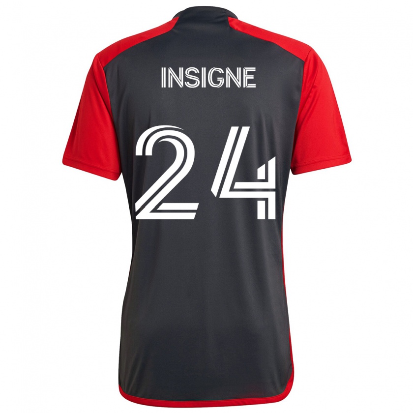 Kandiny Damen Lorenzo Insigne #24 Grau Rot Heimtrikot Trikot 2024/25 T-Shirt