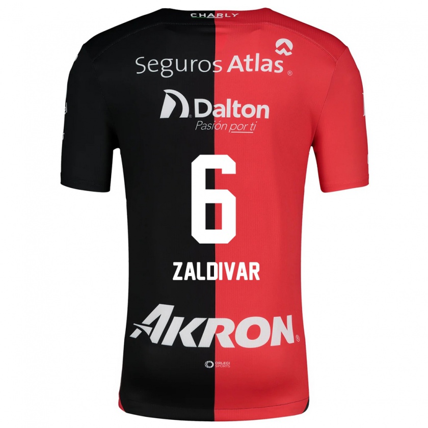 Kandiny Damen Édgar Zaldívar #6 Rot Schwarz Heimtrikot Trikot 2024/25 T-Shirt