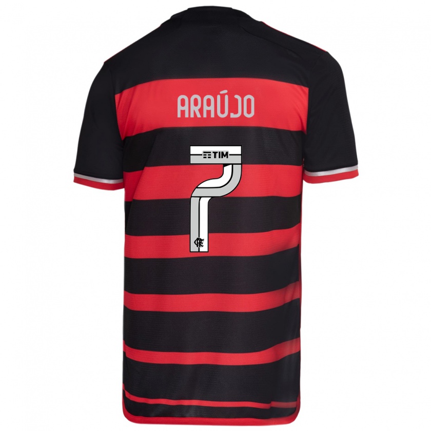 Kandiny Damen Luiz Araújo #7 Rot Schwarz Heimtrikot Trikot 2024/25 T-Shirt