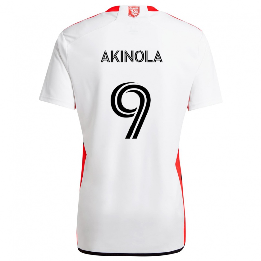 Kandiny Damen Ayo Akinola #9 Weiß Rot Auswärtstrikot Trikot 2024/25 T-Shirt