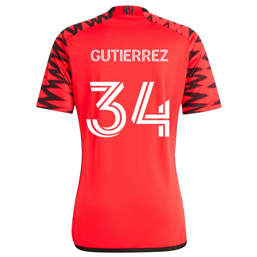 Kandiny Damen Juan Gutiérrez #34 Rot Schwarz Weiß Auswärtstrikot Trikot 2024/25 T-Shirt