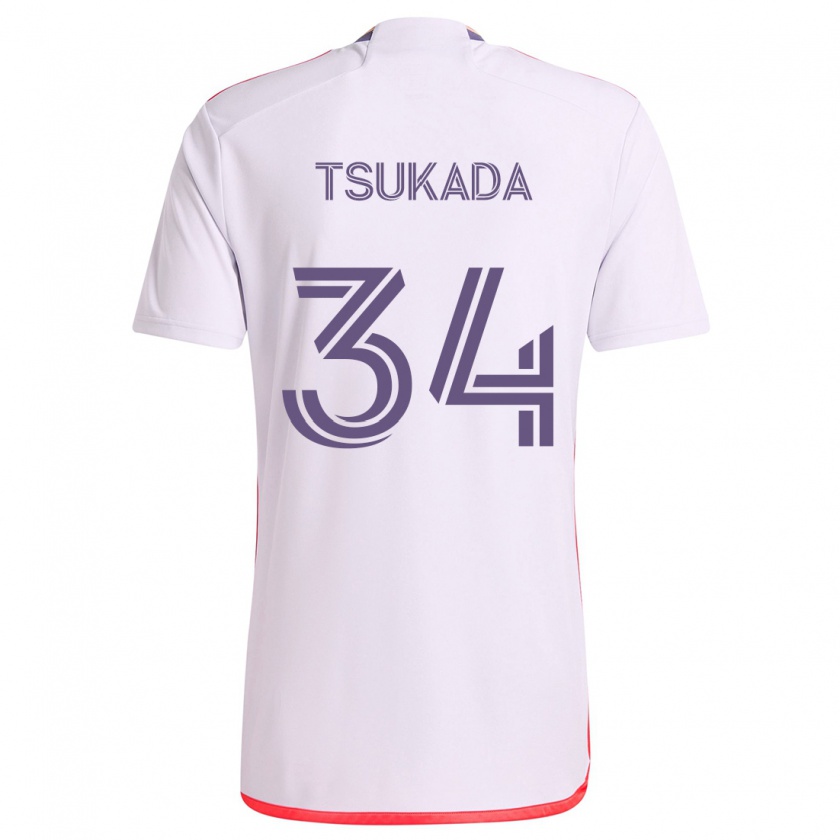 Kandiny Damen Yutaro Tsukada #34 Weiß Rot Lila Auswärtstrikot Trikot 2024/25 T-Shirt