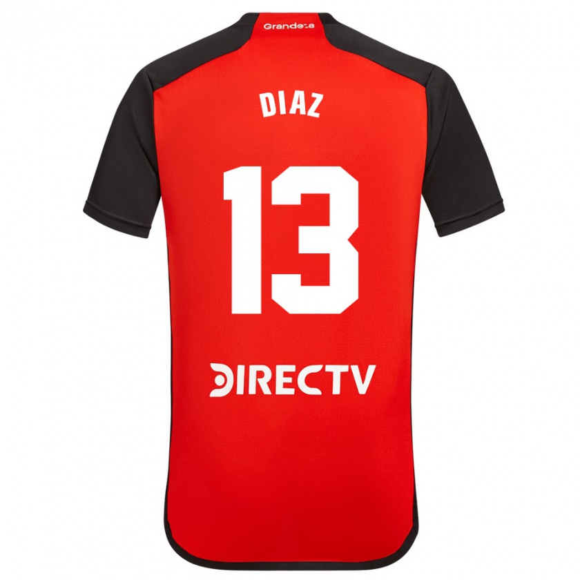 Kandiny Damen Enzo Díaz #13 Rot Schwarz Weiß Auswärtstrikot Trikot 2024/25 T-Shirt