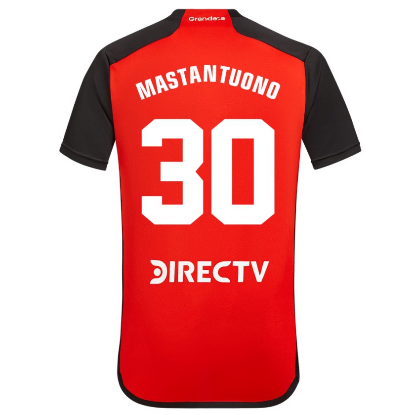 Kandiny Damen Franco Mastantuono #30 Rot Schwarz Weiß Auswärtstrikot Trikot 2024/25 T-Shirt