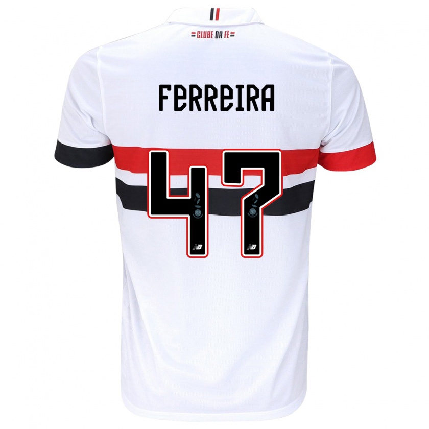 Kandiny Kinder Ferreirinha #47 Weiß Rot Schwarz Heimtrikot Trikot 2024/25 T-Shirt